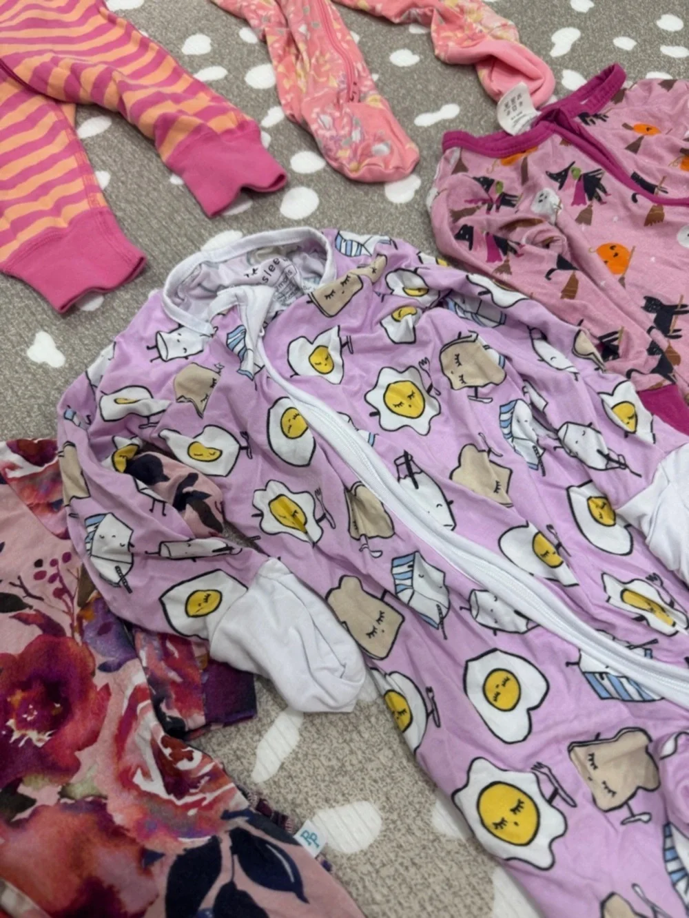 Lot of 6 bamboo footies zippy ruffle baby girl playsuit floral breakfast buddies